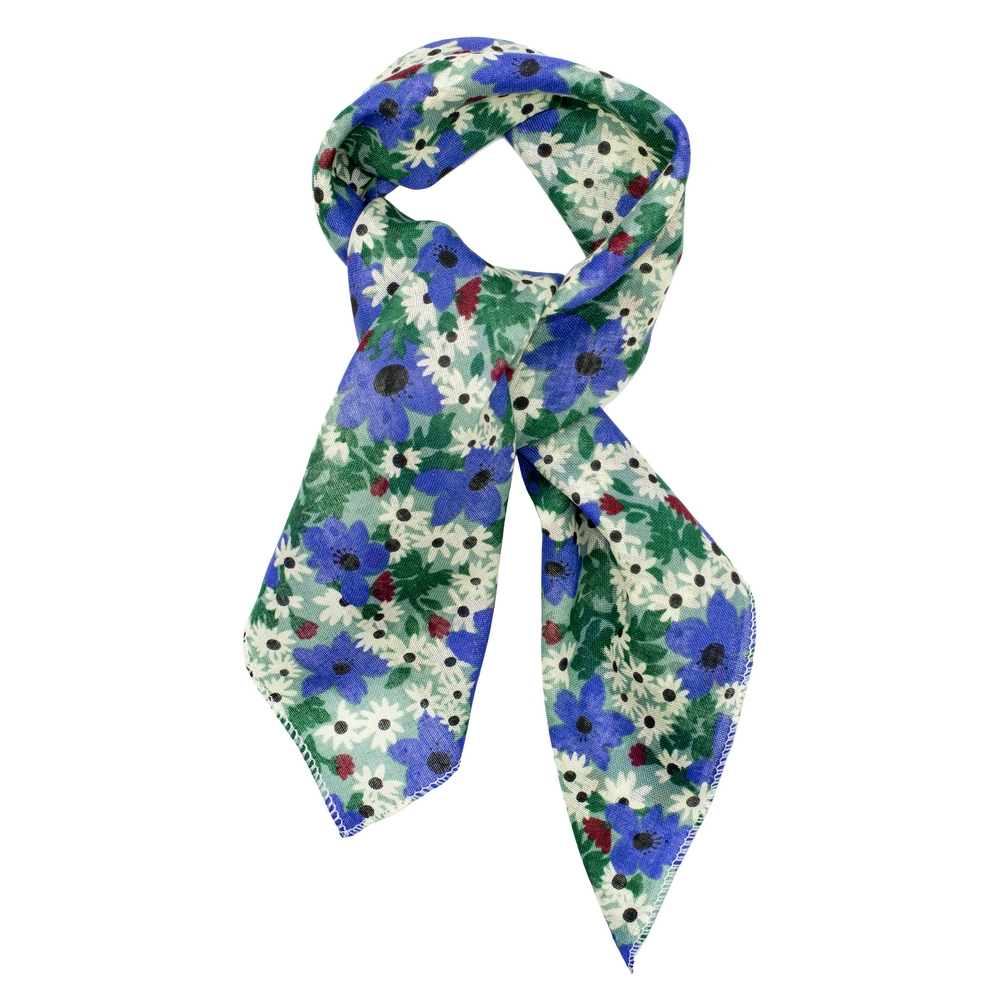 Scarf cotton bloom blue