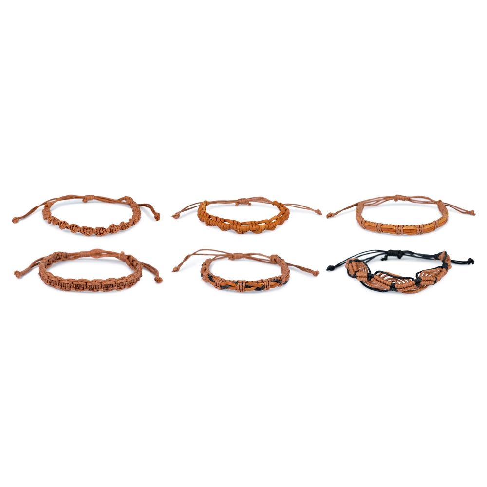 Bracelet leather & cord weave tan