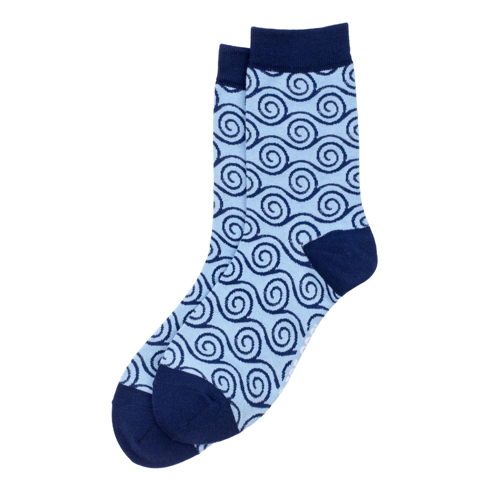 Socks cotton & spandex Japanese rolling wave blue