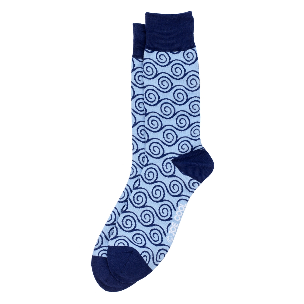 Socks cotton & spandex gents Japanese rolling wave blue