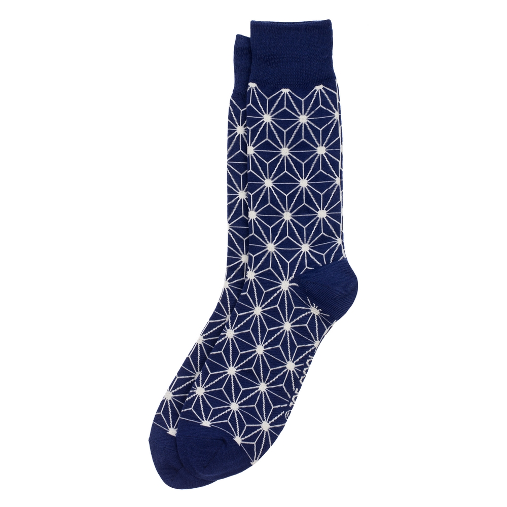 Socks cotton & spandex gents Japanese star illusion blue