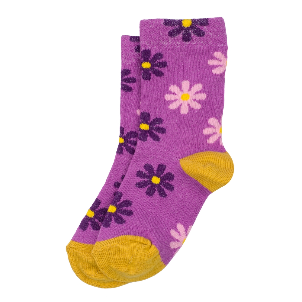 Socks cotton & spandex kids crazy daisies purple