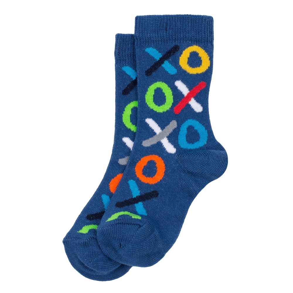 Socks cotton & spandex kids noughts & crosses blue