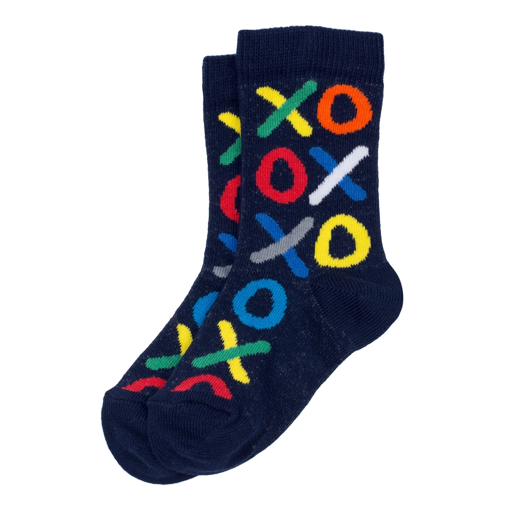 Socks cotton & spandex kids noughts & crosses navy blue