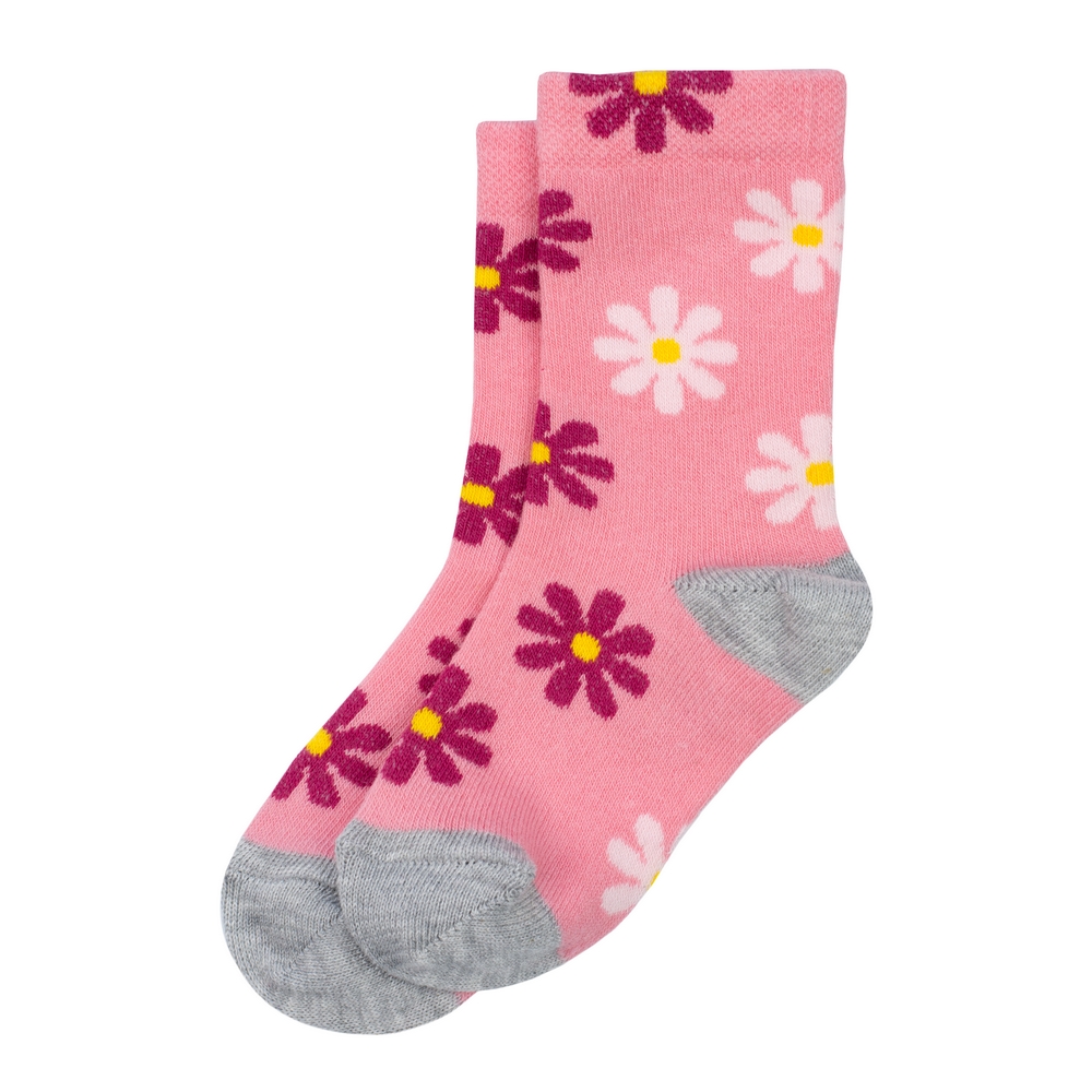 Socks cotton & spandex kids crazy daisies pink