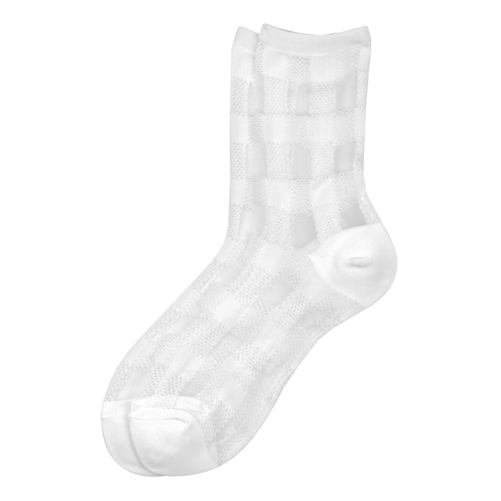 Socks sheer fresh check white