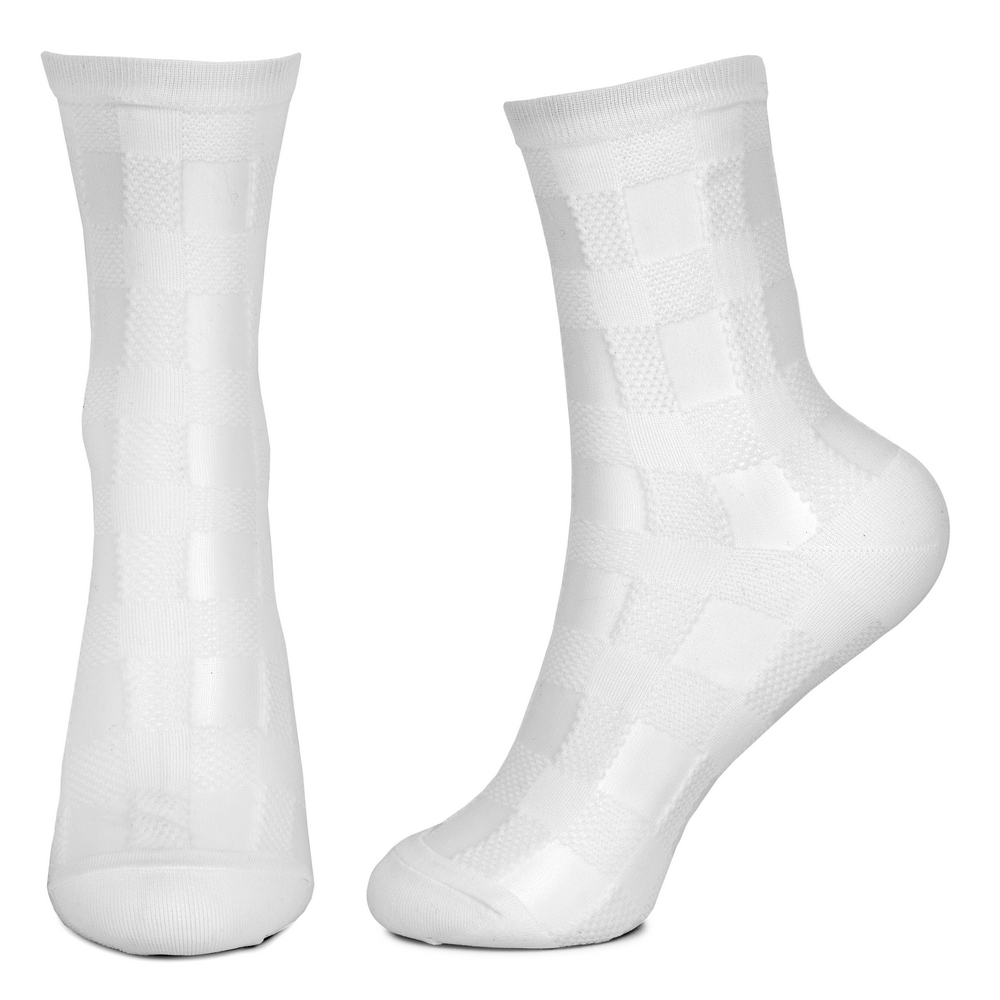 Socks sheer fresh check white - Image 2