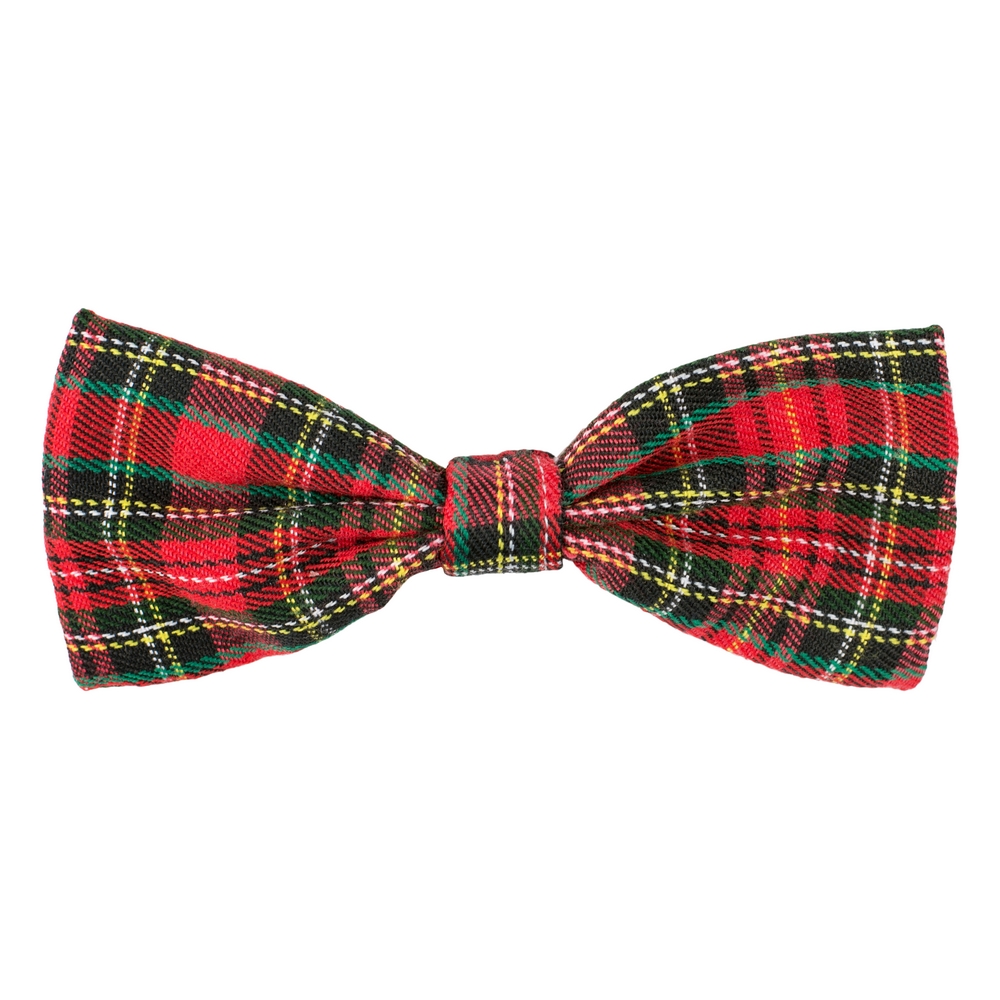 Hairwear cotton tartan bow clip red