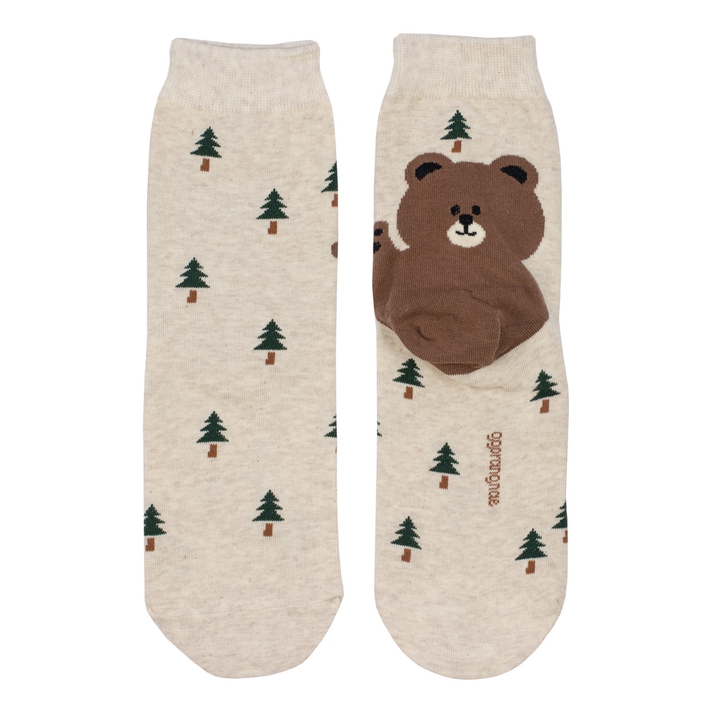Socks cotton & spandex national park bear beige