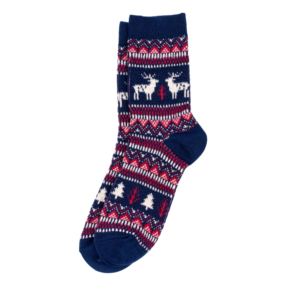 Socks cotton jacquard scandi reindeer blue