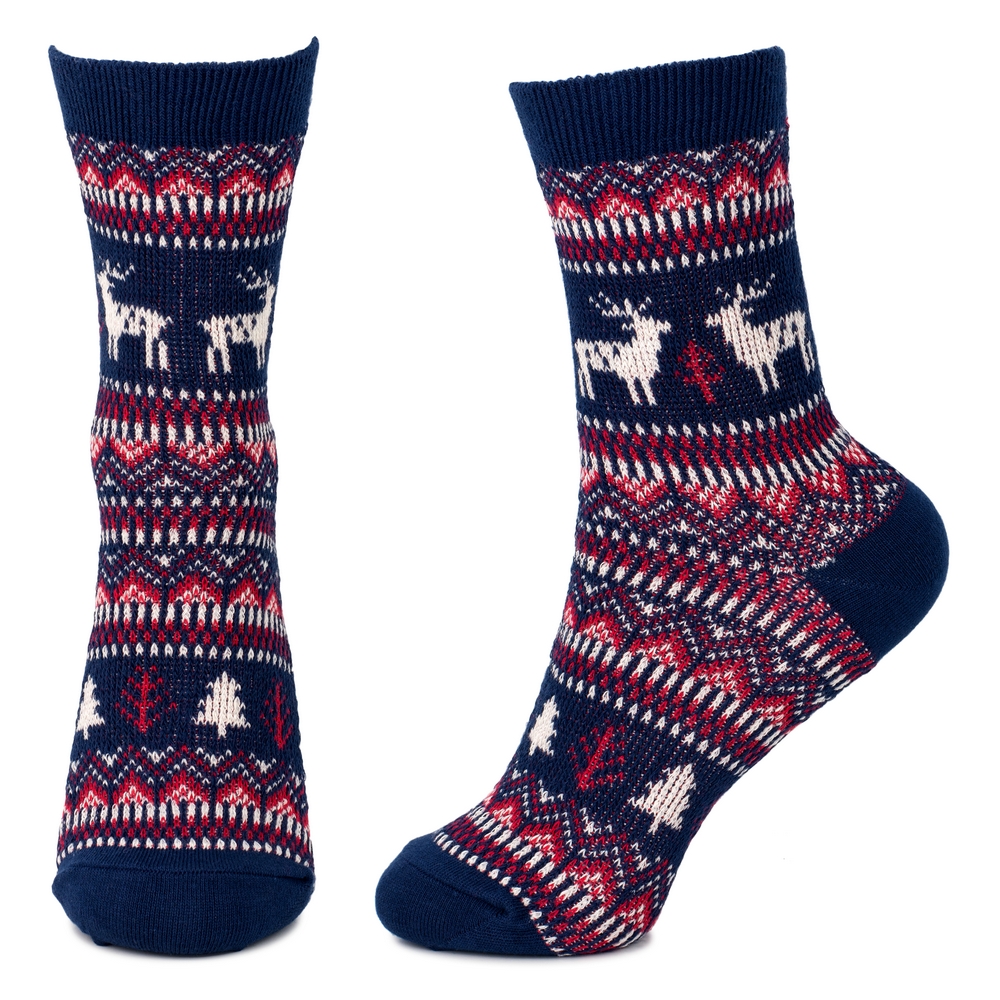 Socks cotton jacquard scandi reindeer blue - Image 2