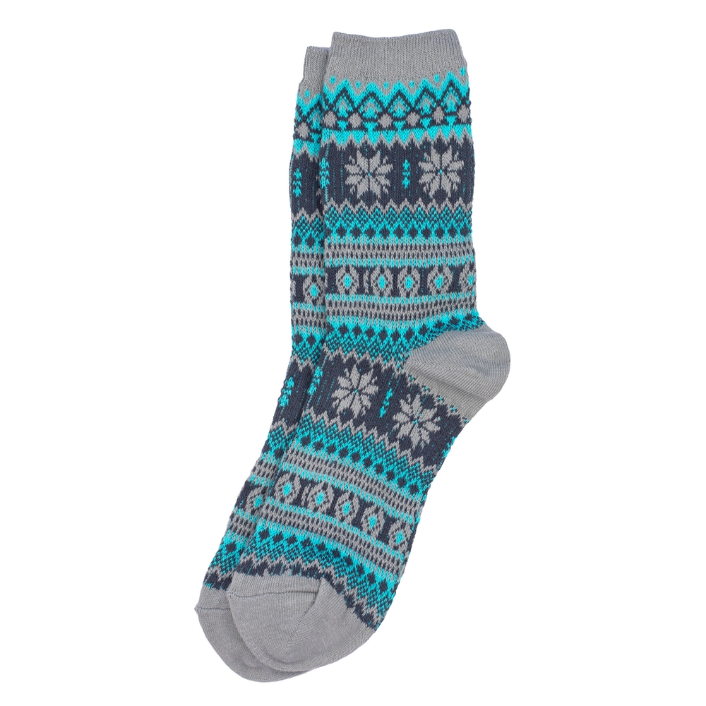 Socks cotton jacquard snowflake blue