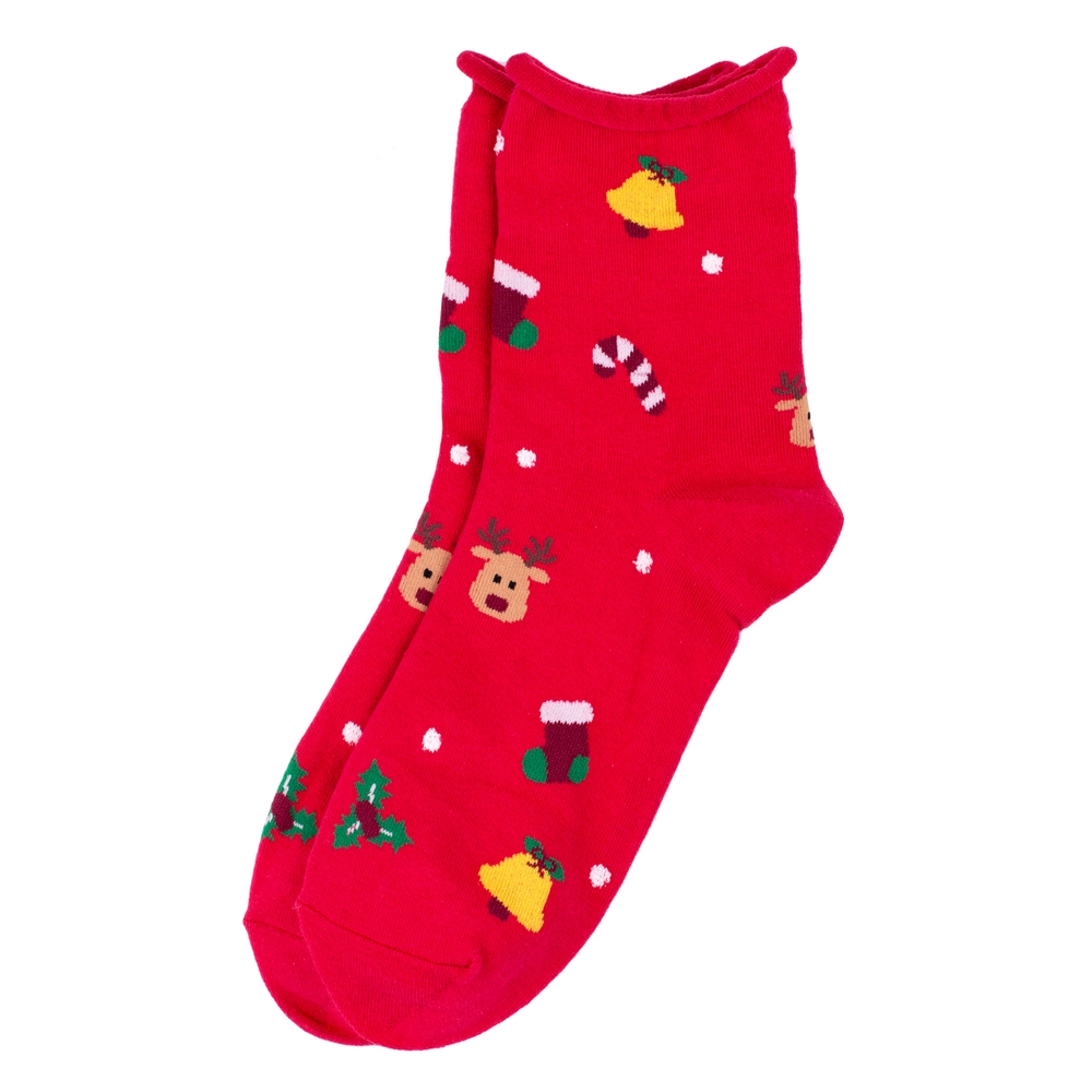 Socks cotton & spandex merry icon red