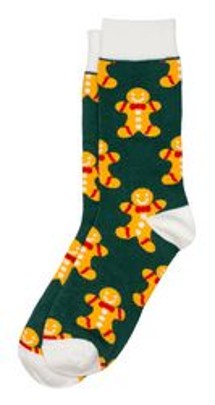 Socks cotton & spandex gents gingerbread man green
