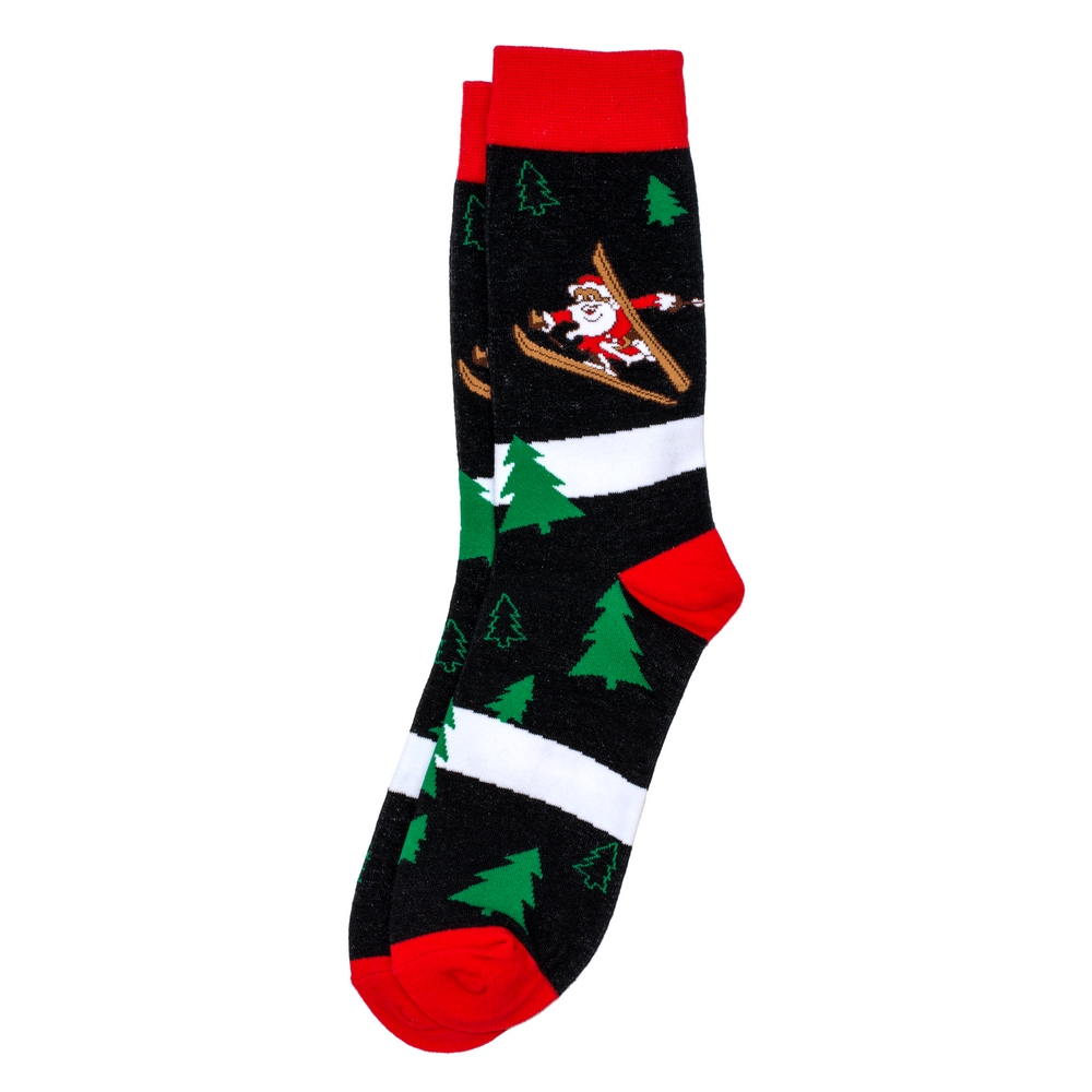 Socks cotton & spandex gents ski santa black