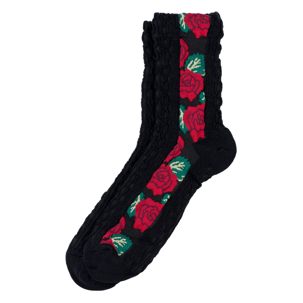 Socks cotton & spandex rose pane black