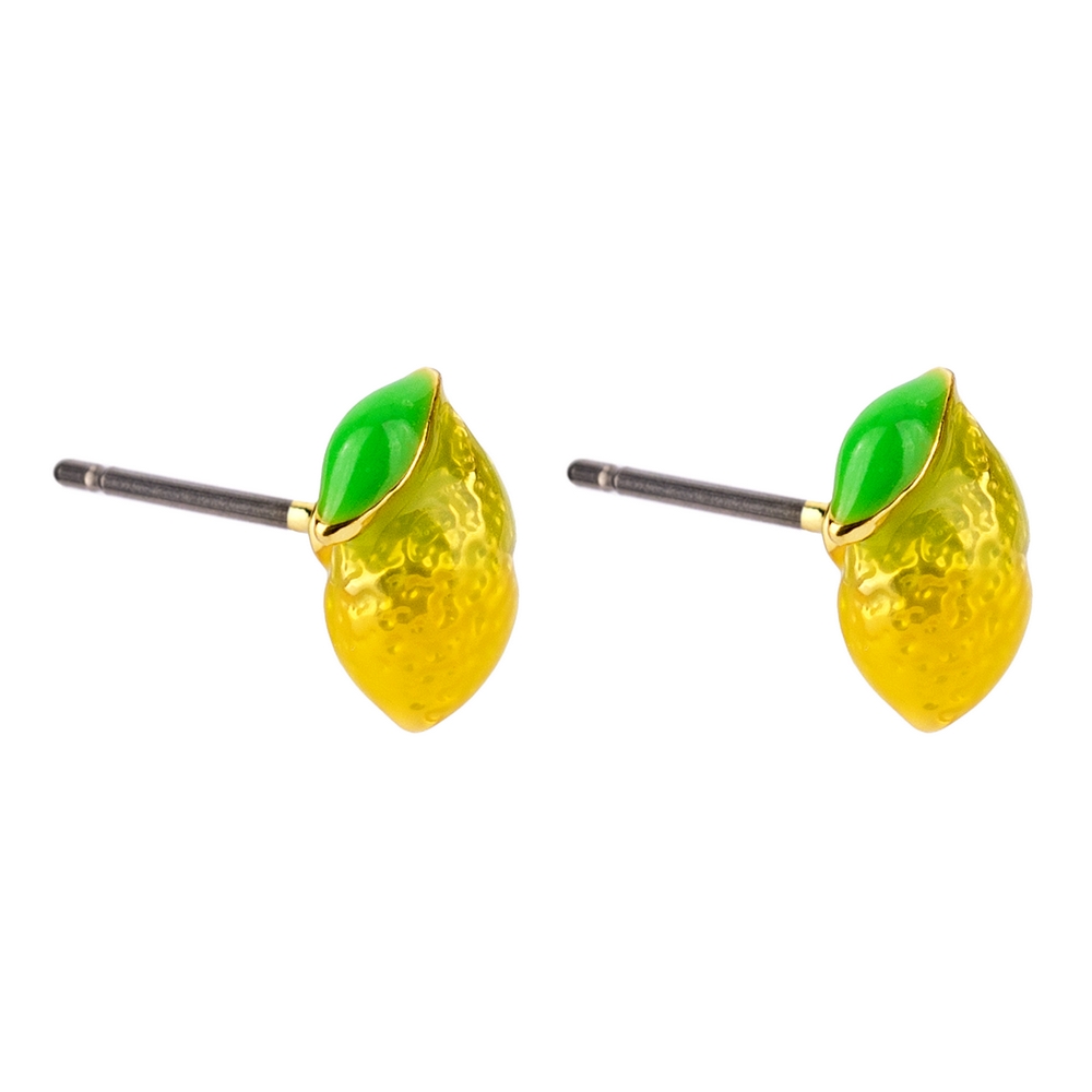 Stud earring enamel mini lemon yellow