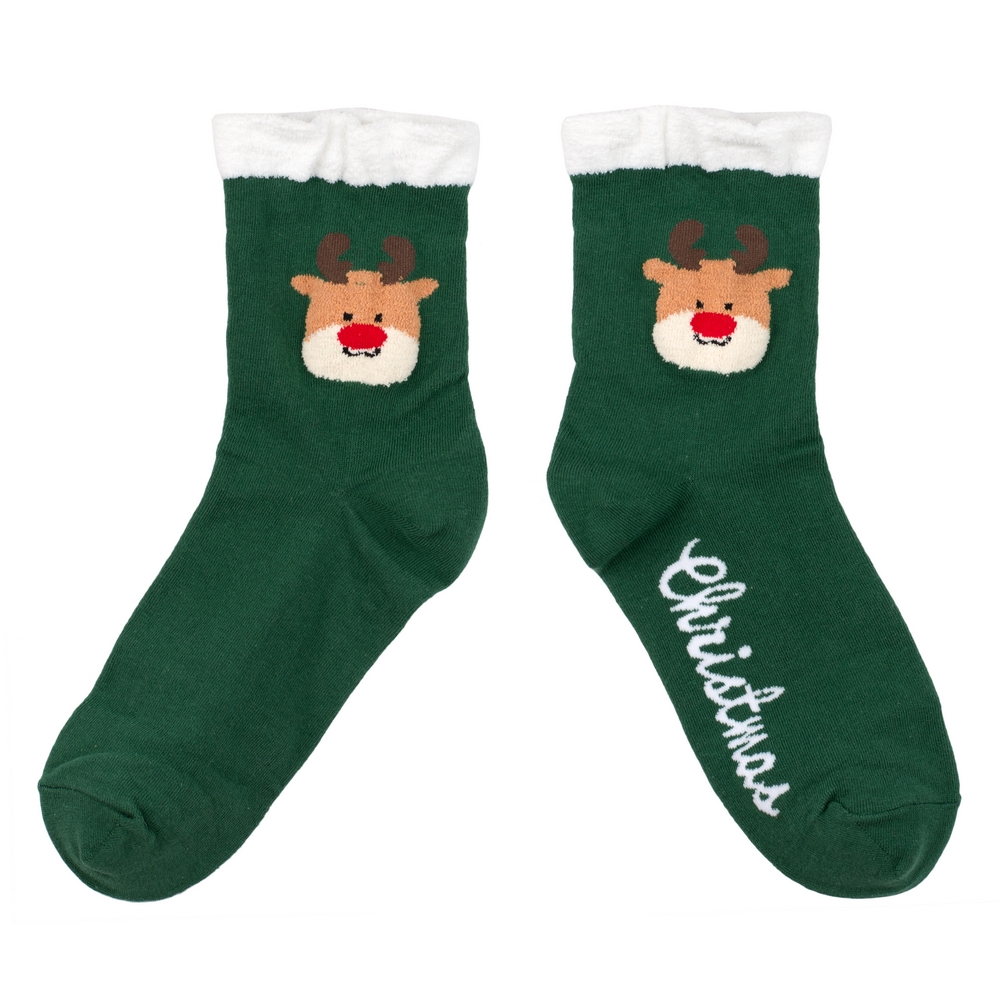 Socks cotton & spandex reindeer green