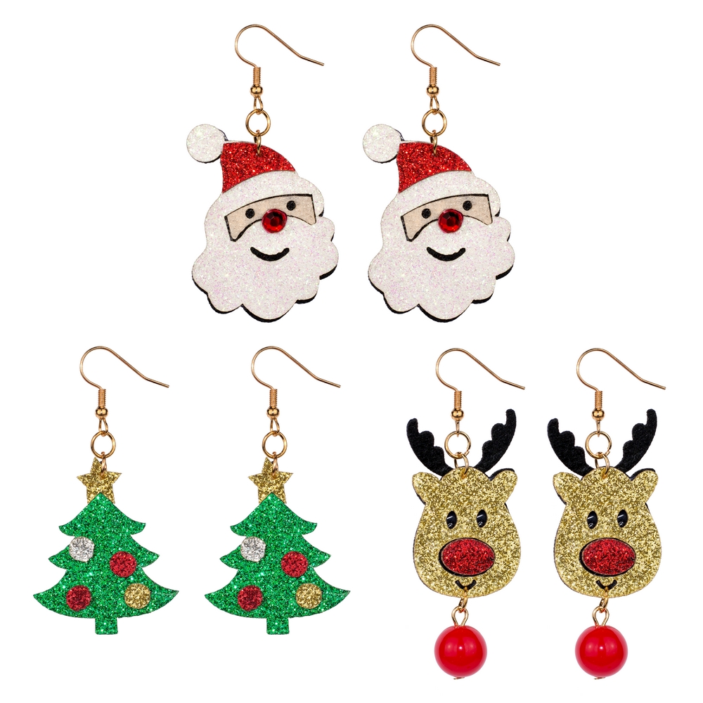 Drop earring acrylic festive friends assorted colours