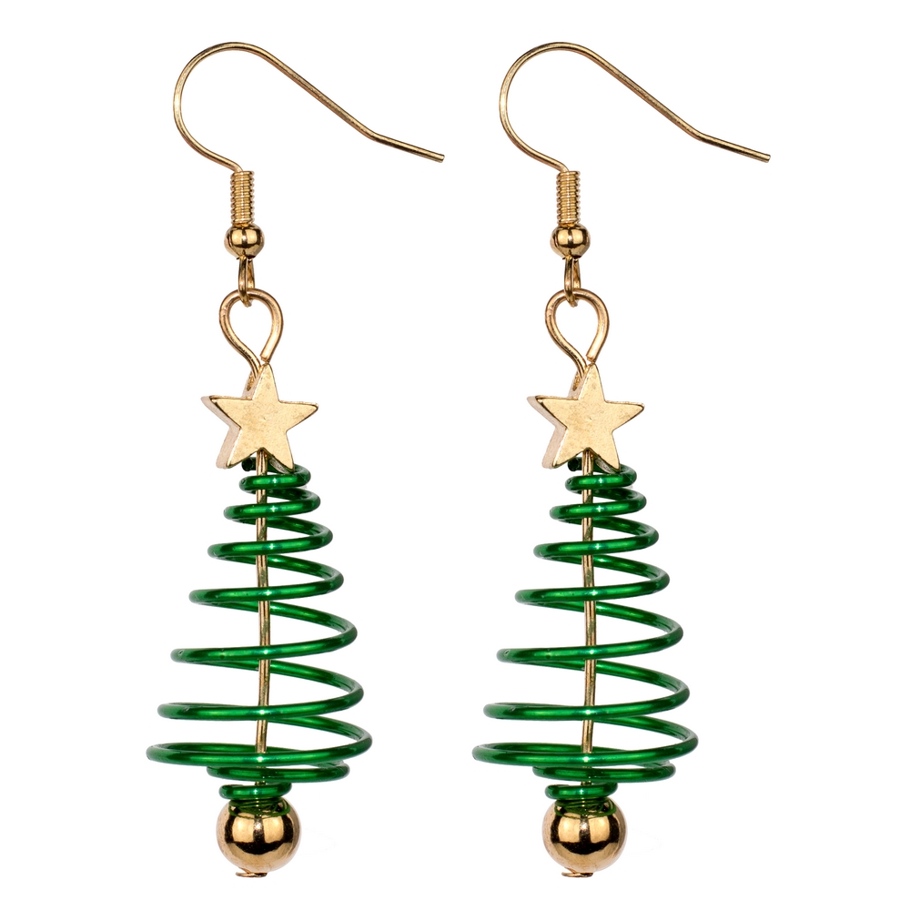 Drop earring spiral tree green