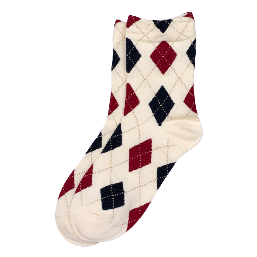 Socks cotton & spandex modern argyle white