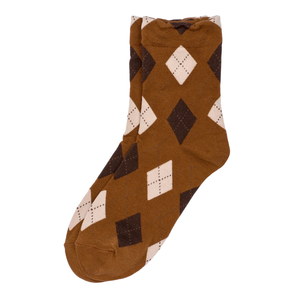 Socks cotton & spandex modern argyle brown