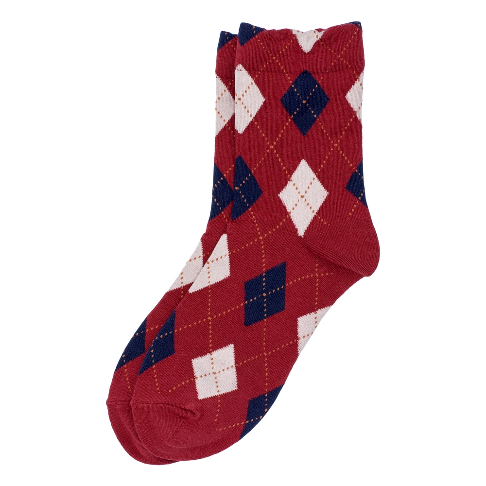 Socks cotton & spandex modern argyle red
