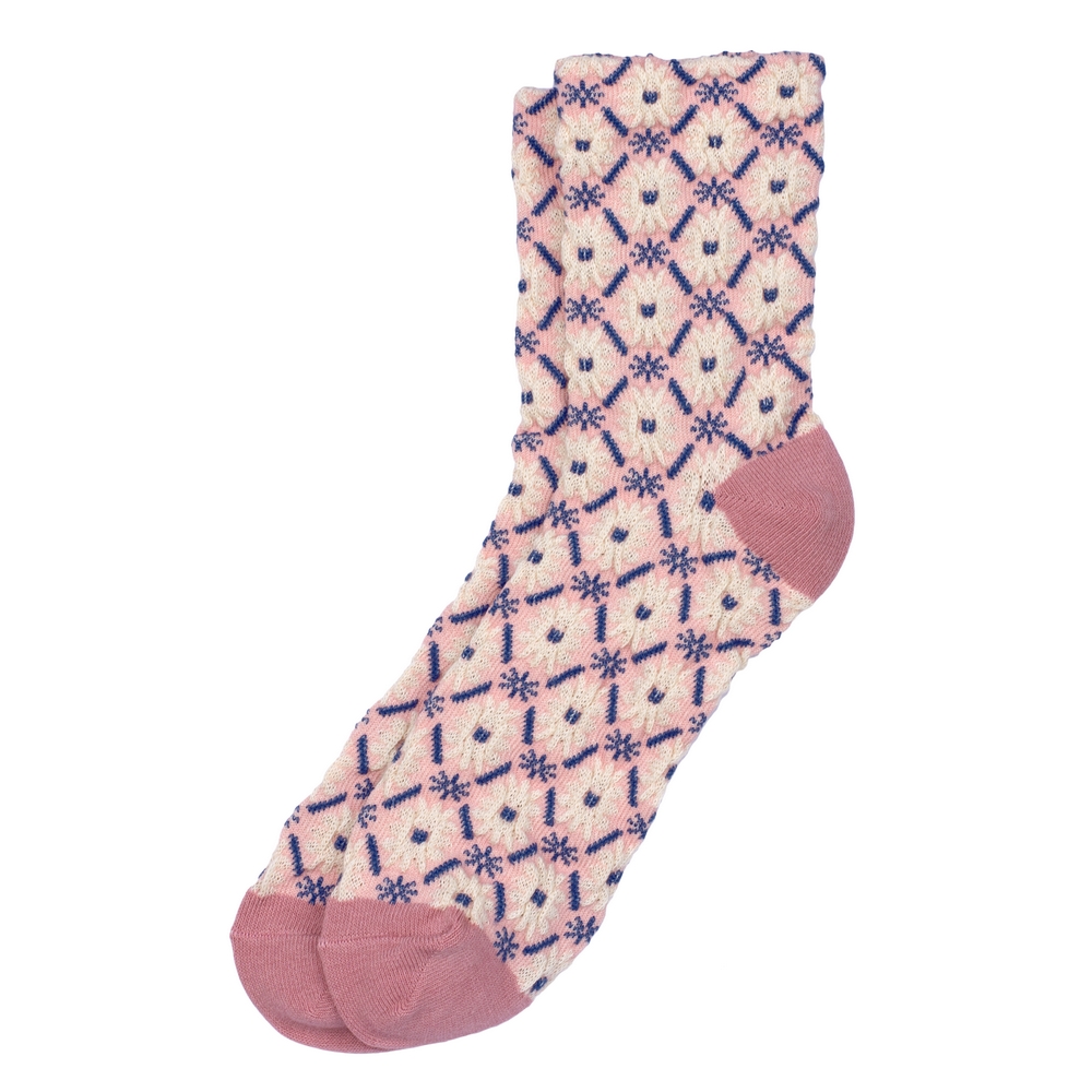 Socks cotton & spandex vintage knit pink