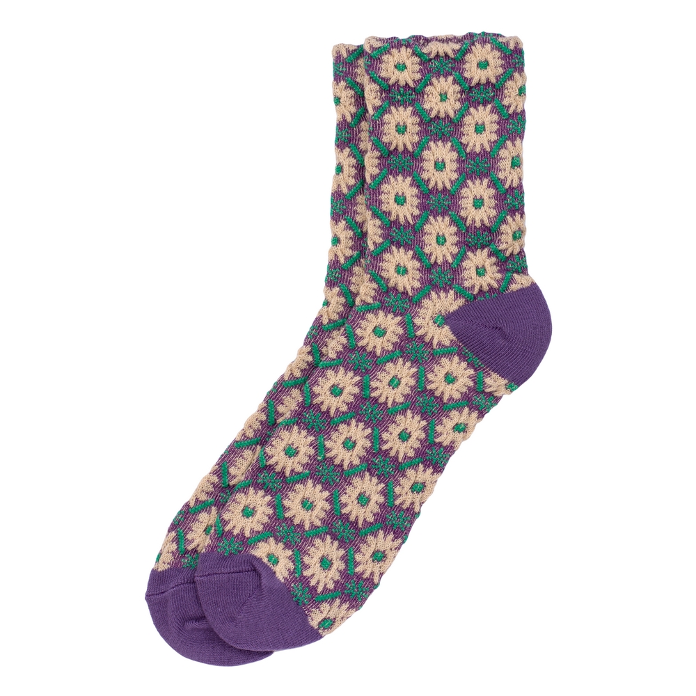 Socks cotton & spandex vintage knit purple
