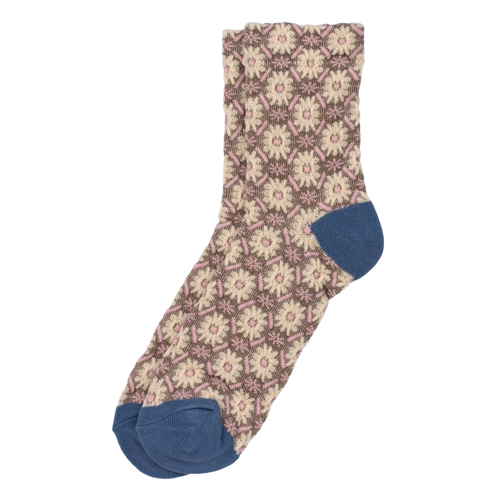 Socks cotton & spandex vintage knit beige