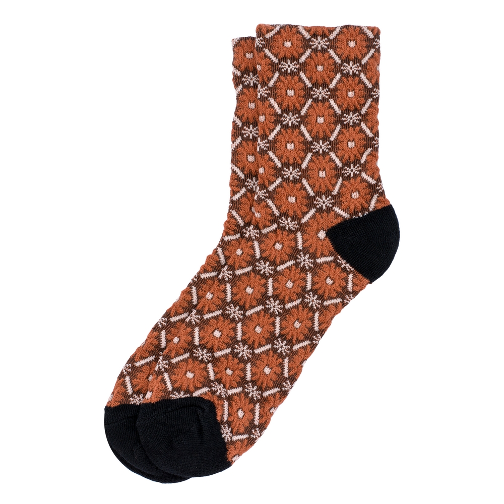 Socks cotton & spandex vintage knit brown