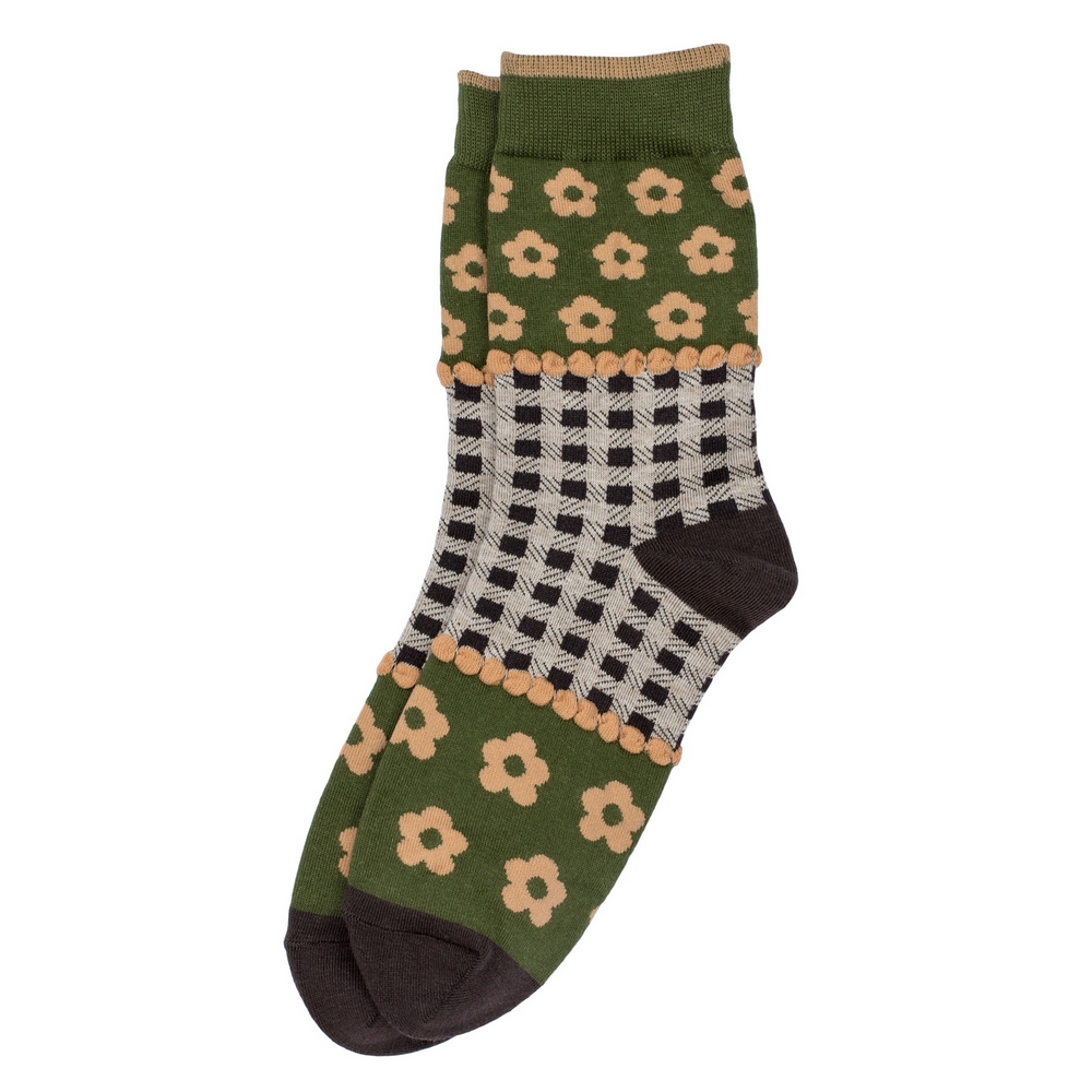 Socks cotton & spandex artsy folk green