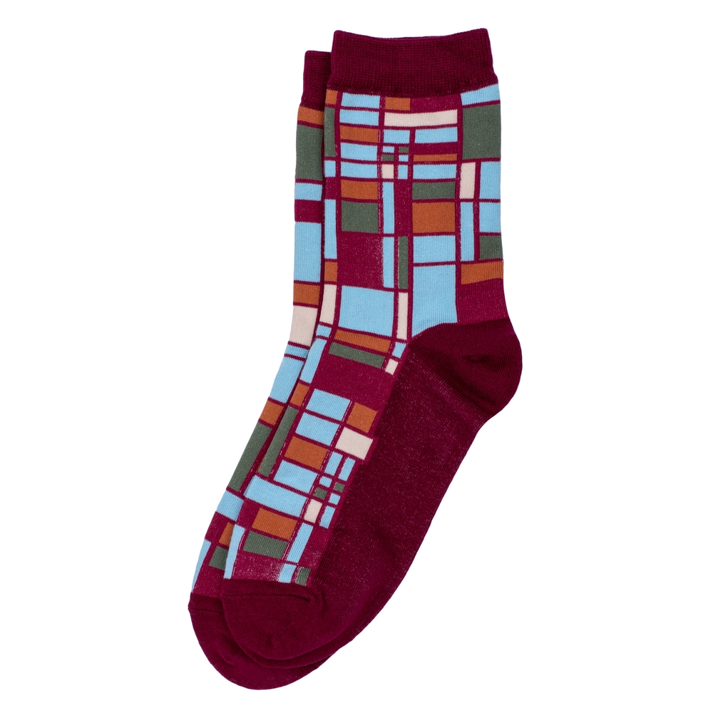Socks cotton & spandex mondri stain glass burgundy red