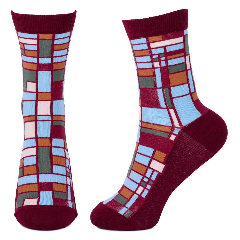 Socks cotton & spandex mondri stain glass burgundy red - Image 2