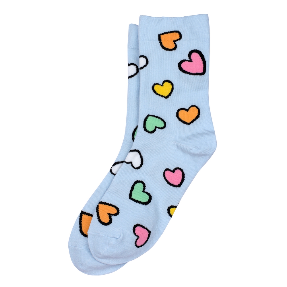 Socks cotton & spandex light hearted light blue