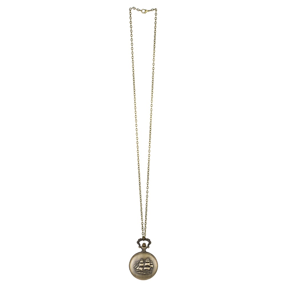 Necklace with a pendant ship fob watch bronze