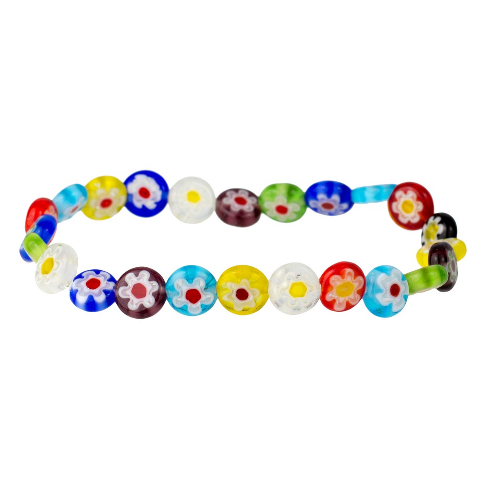 Bracelet glass millefiori bright multicoloured