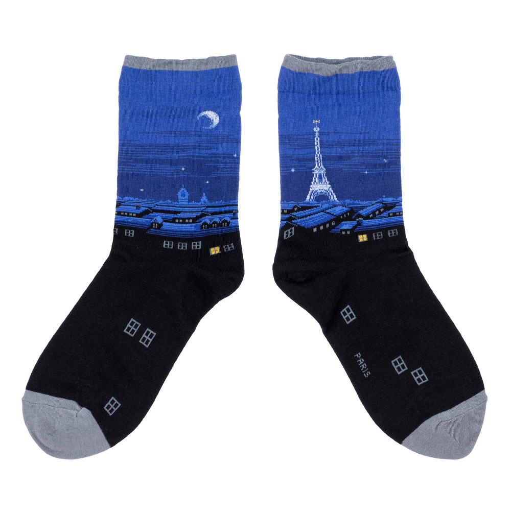 Socks cotton & spandex in Paris black