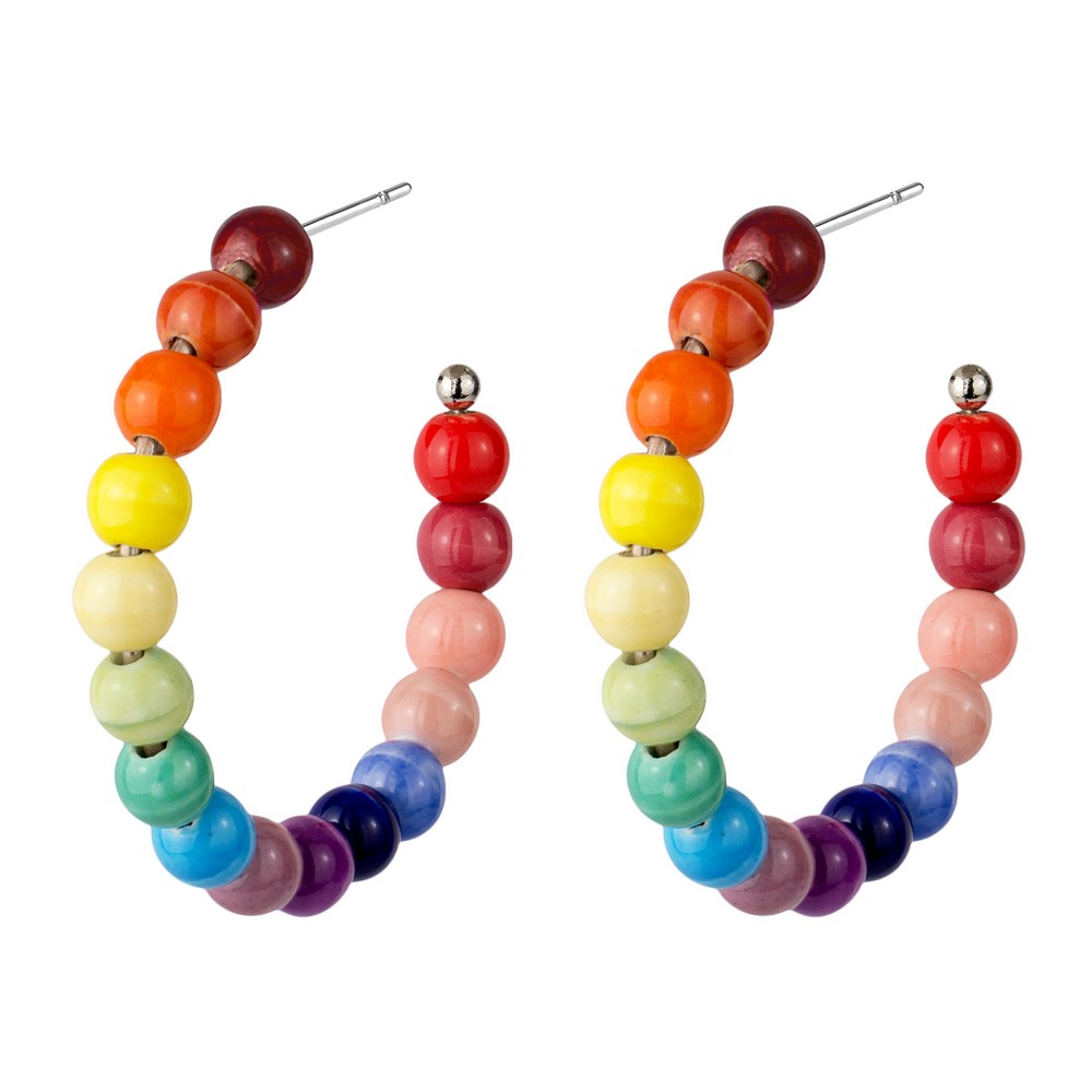 Hoop earring ceramic colour wheel multicoloured