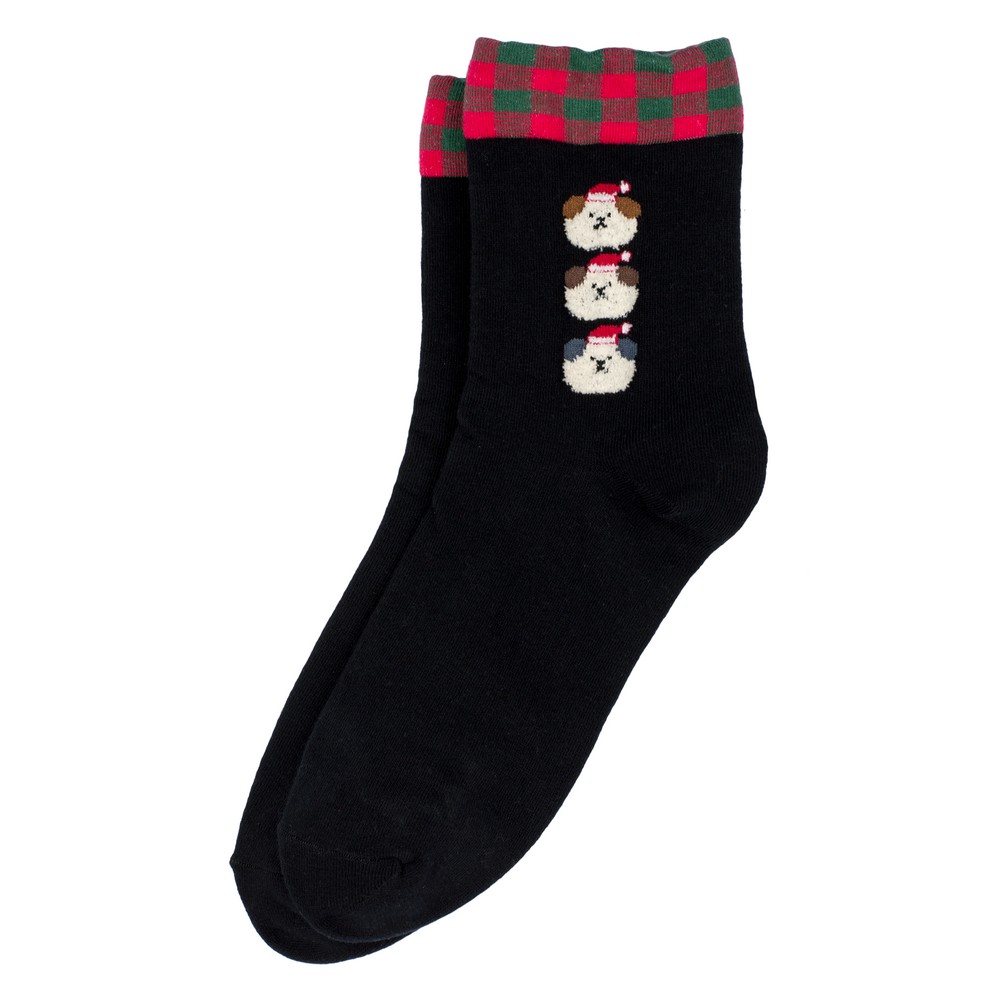 Socks cotton & spandex checker cuff dog black