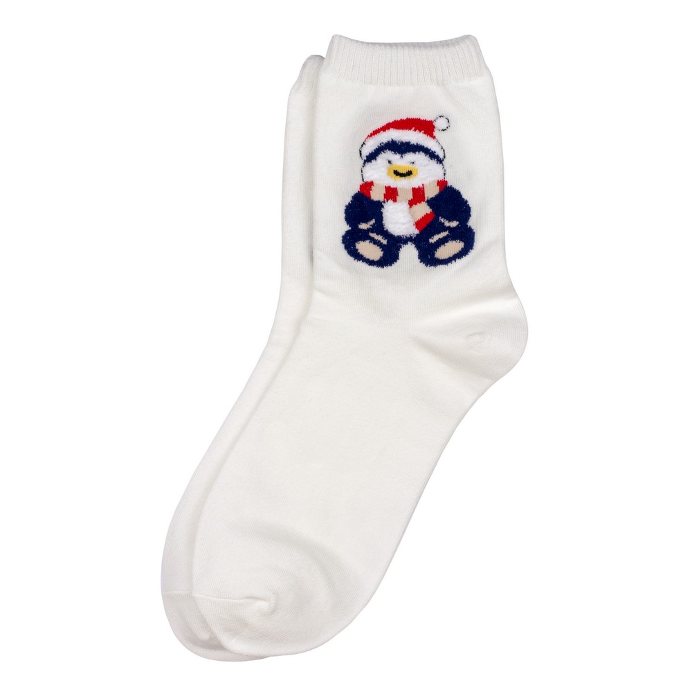 Socks cotton & spandex cute fluffy penguin white