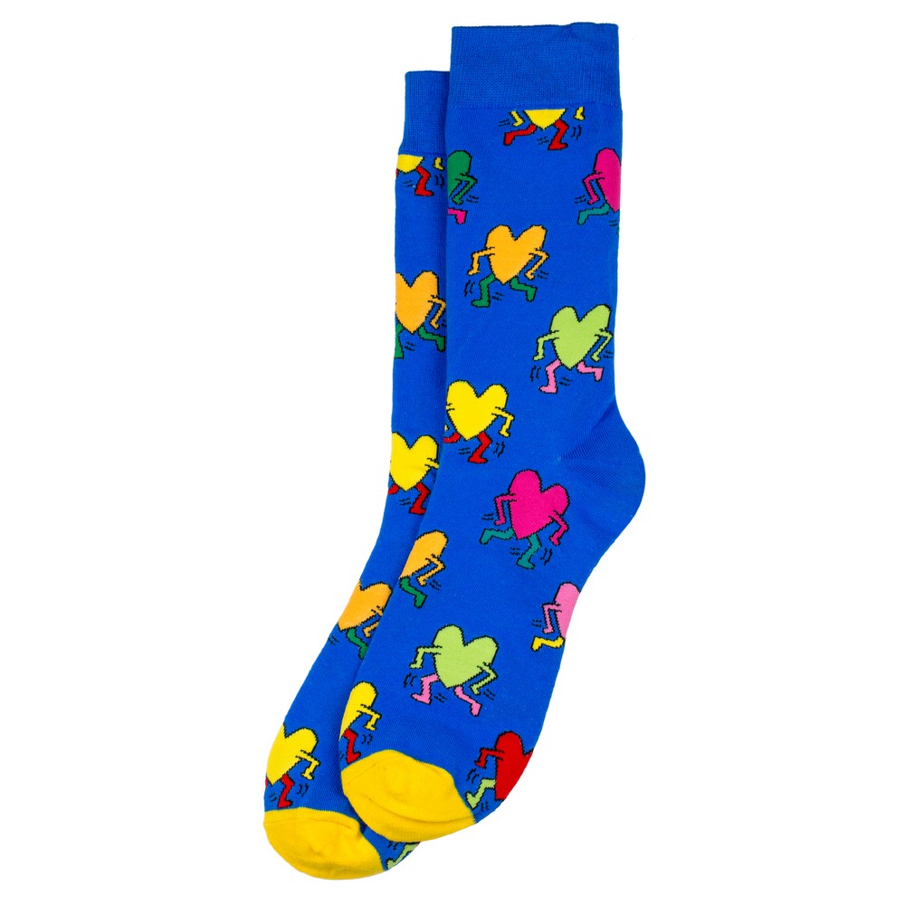 Socks cotton & spandex gents inspired by Keith Haring - Untitled (heart) blue