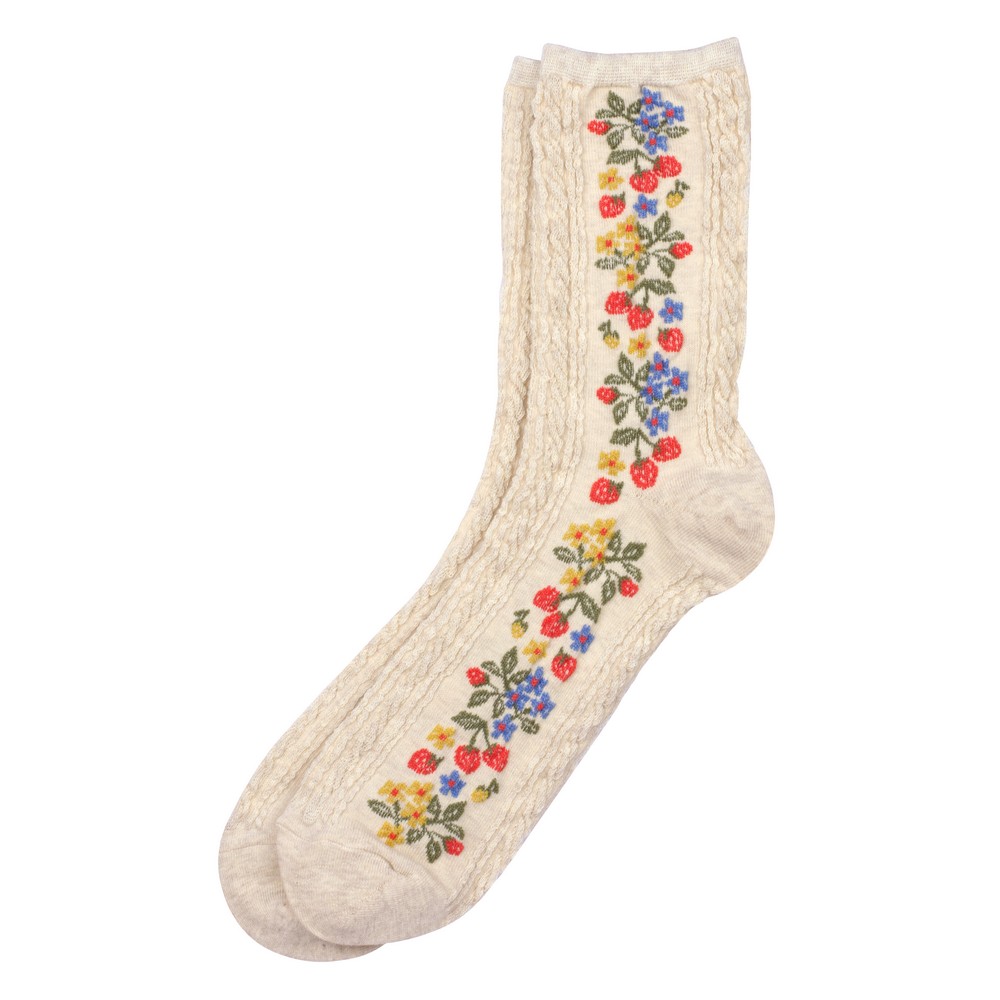 Socks cotton & spandex strawberry runners beige