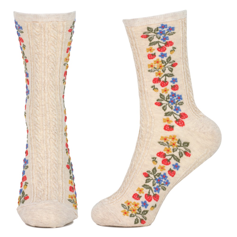 Socks cotton & spandex strawberry runners beige - Image 2