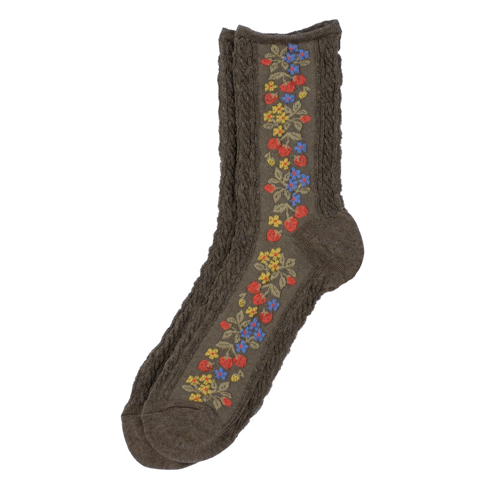 Socks cotton & spandex strawberry runners brown