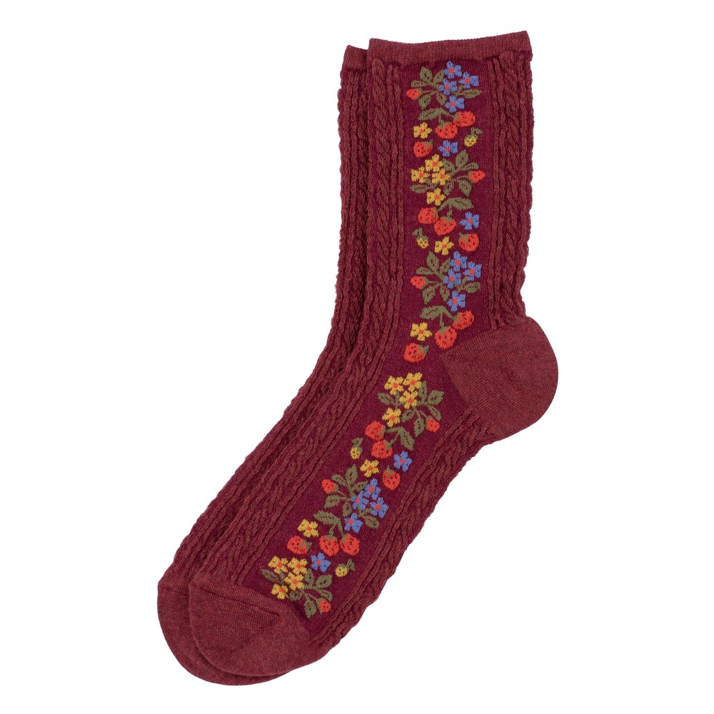 Socks cotton & spandex strawberry runners red