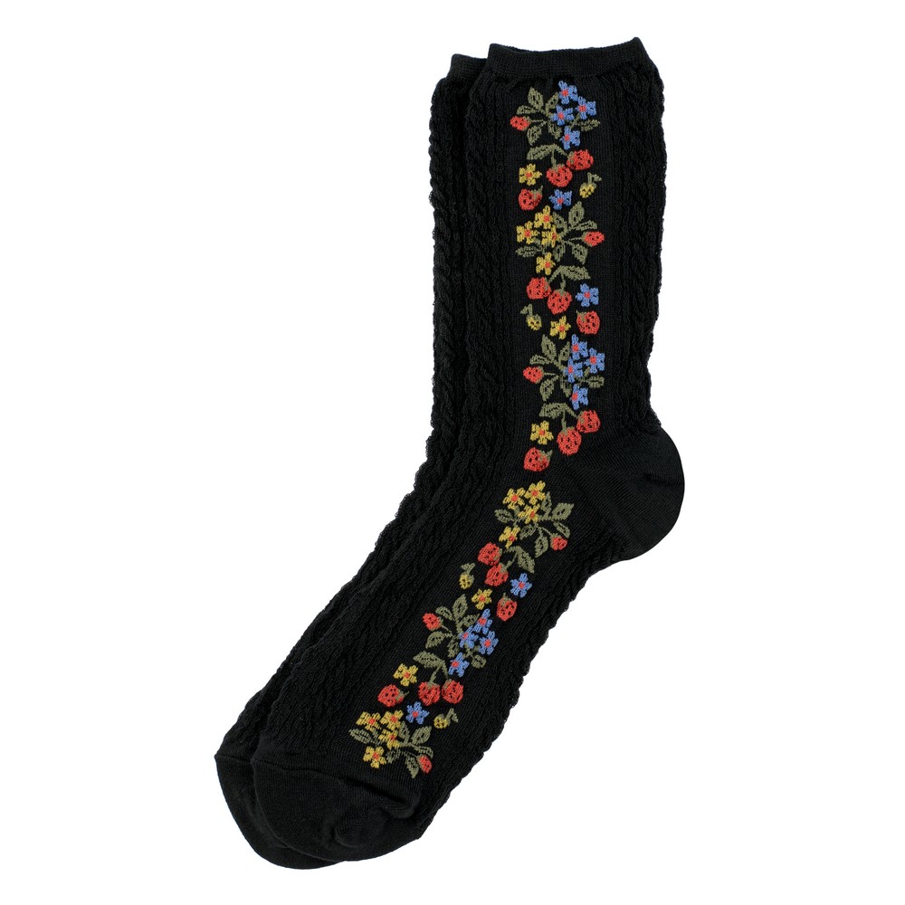 Socks cotton & spandex strawberry runners black