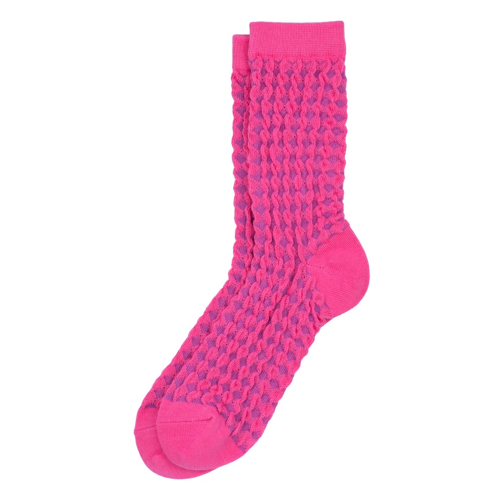 Socks cotton & spandex plain checker pink