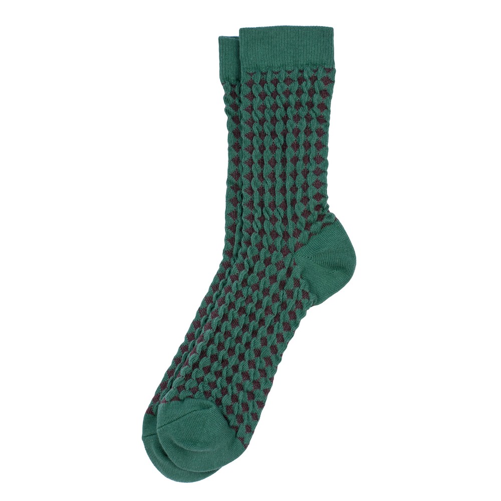 Socks cotton & spandex plain checker dark green