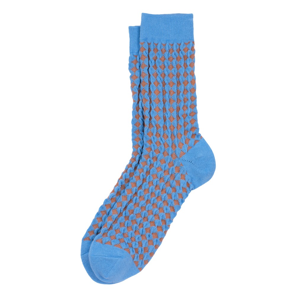 Socks cotton & spandex plain checker blue